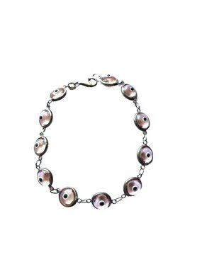 Nazar Turkish Protection Bracelet Evil Eye NOS 9" VTG Sterling Handcrafted
